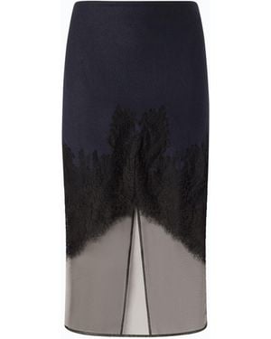 Pinko Pencil Skirt With Lace - Blue