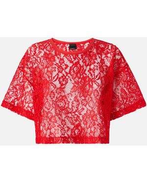 Pinko Top Corto De Encaje - Rojo
