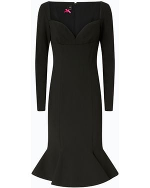Pinko Slim-Fit Midi Dress With Sweetheart Neckline And Ruffles - Black