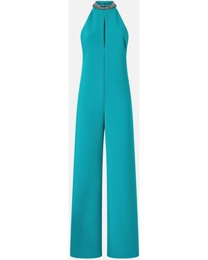 Pinko Long Playsuit With Halterneck And Jewel Decoration - Blue