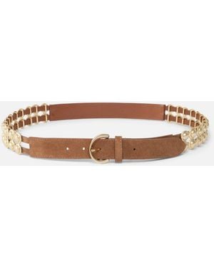 Pinko Leather Belt With Metal Embellishments, 3 Cm - White