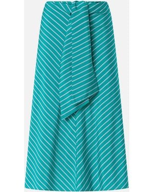 Pinko Midi Skirt With Striped Pattern And Sash - Blue