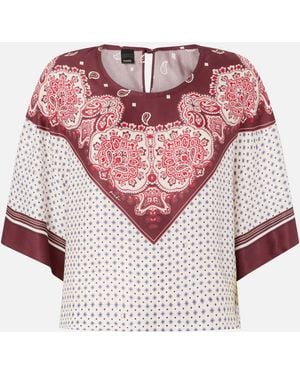 Pinko Blouse With Tie Motif And Placed Print - Pink