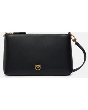 Pinko Flat Leather Clutch With Love Birds Logo - White