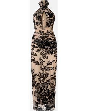 Pinko Long Flock-print Dress - White