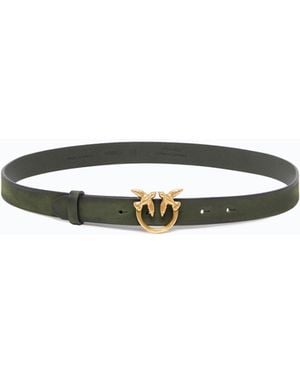 Pinko Suede Belt With Love Birds Buckle, 2 Cm - White