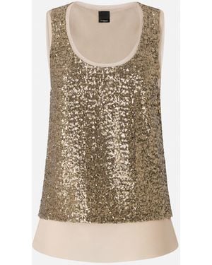 Pinko Fully Sequinned Vest Top - Natural