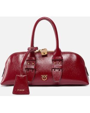 Pinko Bolso De Mano Pequeño Escape Bag De Piel Abatanada Horizontal - Rojo