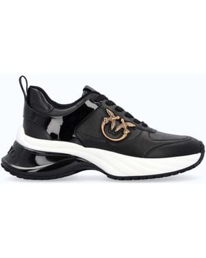 Pinko Ariel Leather-Effect Trainers With Mirror Detailing - White