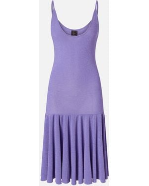 Pinko Mini Dress With Shoulder Straps And Pleats - Purple