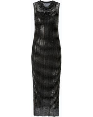 Pinko Mesh-Effect Midi Dress With Rhinestones - Black