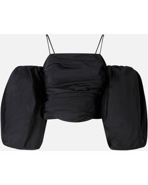 Pinko Crop Top With Puff Sleeves - Black
