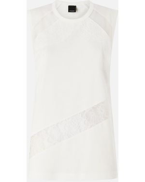 Pinko Sleeveless Top With Lace Details - White