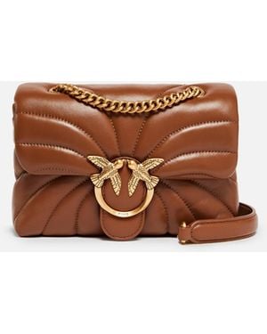 Pinko Love Bag Puff Butterfly Mini Nappa Leather Crossbody Bag - Brown