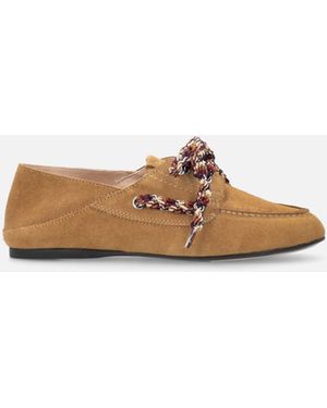 Pinko Suede Moccasins With Multicoloured Laces - White