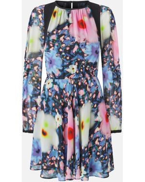 Pinko Short Floral Georgette Dress - Blue