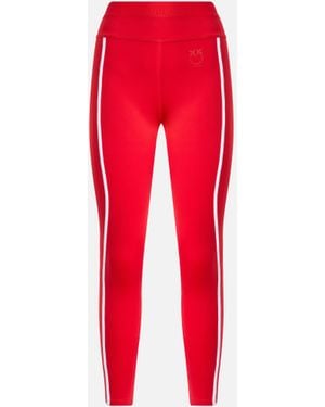 Pinko Leggings With Contrasting Sporty Bands - Red
