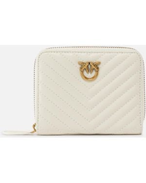 Pinko Square Quilted Nappa Leather Zip-Around Purse - White
