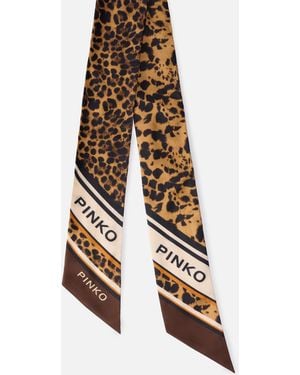 Pinko Fular Estrecho Con Estampado De Leopardo - Blanco