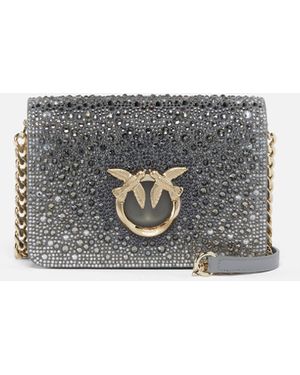 Pinko Galleria Full-rhinestone Mini Love Bag Click - White
