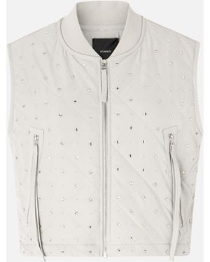 Pinko Quilted Vest With Rhinestones And Studs - White