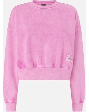 Pinko Cropped Sweatshirt With Branded Label - Pink