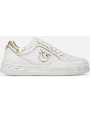 Pinko Zapatillas De Piel Con Logotipo Love Birds - Blanco