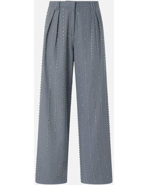 Pinko Trousers With Jewel Stripes - Blue