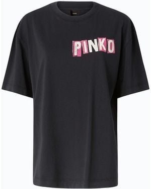 PINKO Quiet Is The New Punk Swan-Print T-Shirt - Black
