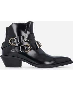 Pinko Studded Cowboy Boots - White