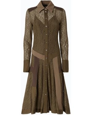 Pinko Lace Midi Shirt Dress With Inserts - Natural