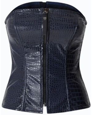 Pinko Bustier Top With Crocodile Print And Zip - Blue