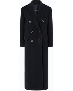 Pinko Long Double-Breasted Coat - Black