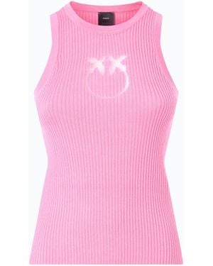 Pinko Ribbed Top With Sheer Love Birds Logo - Pink