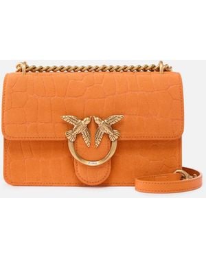 Pinko Bolso Bandolera Pequeño Mini Love Bag One De Piel Con Estampado De Cocodrilo - Naranja
