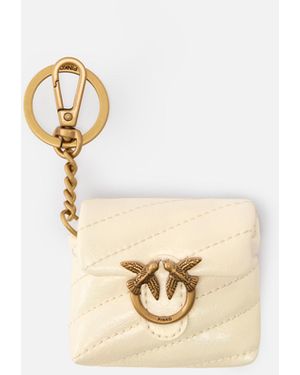 Pinko Etui Für Airpods Love Bag Puff Aus Glänzendem Leder - Mettallic
