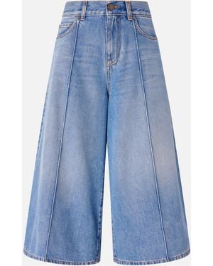 Pinko Wide-Leg Denim Bermuda Shorts - Blue