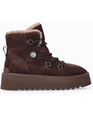 PINKO Bottines En Daim Doublées De Fourrure Synthétique - Marron