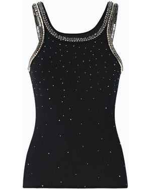 Pinko Ribbed Top With Bejewelled Embellishment - Black