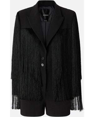 Pinko Short Playsuit With All-Over Fringe Detailing - Black
