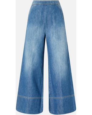Pinko Vaqueros Palazzo En Denim De Mezcla De Lino - Azul
