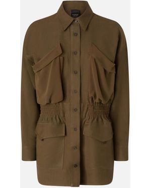 Pinko Lightweight Shacket With Pockets - Brown