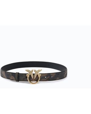 Pinko Cinturón De 3 Cm De Camuflaje Con Hebilla Love Birds Tipo Joya - Blanco