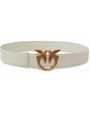 Pinko Love Birds High Leather Belt 4Cm - White
