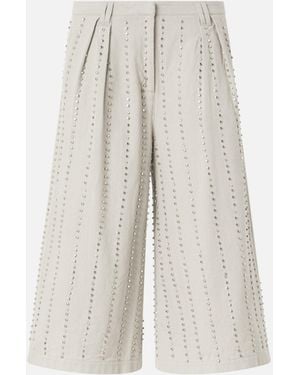 Pinko Bermuda Shorts With Jewel Stripes - White