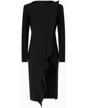 Pinko Midi Sheath Dress With Ruffle And Open Back - Black