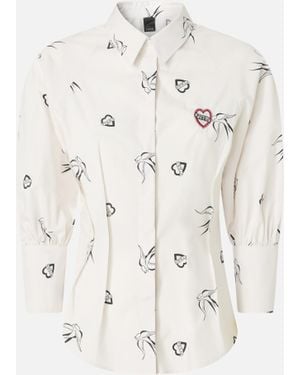 Pinko Poplin Shirt With All-Over Print - White