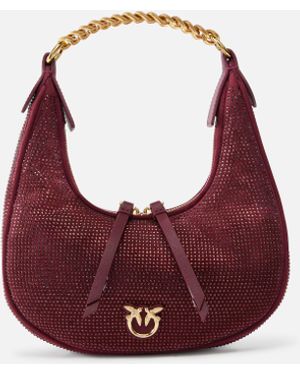 Pinko Fully Rhinestoned Mini Brioche Bag Hobo - Pink