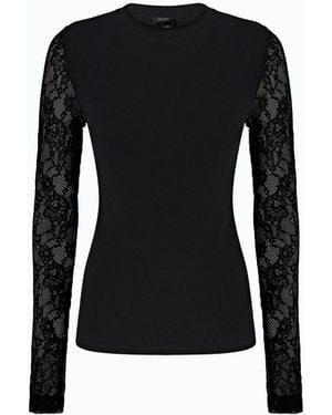 Pinko Ribbed Jumper With Lace Sleeves - Black