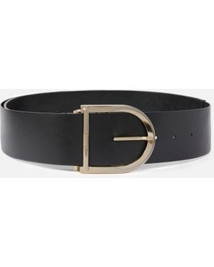 Pinko Leather And Nappa Leather Belt With Maxi Buckle, 6Cm - Black